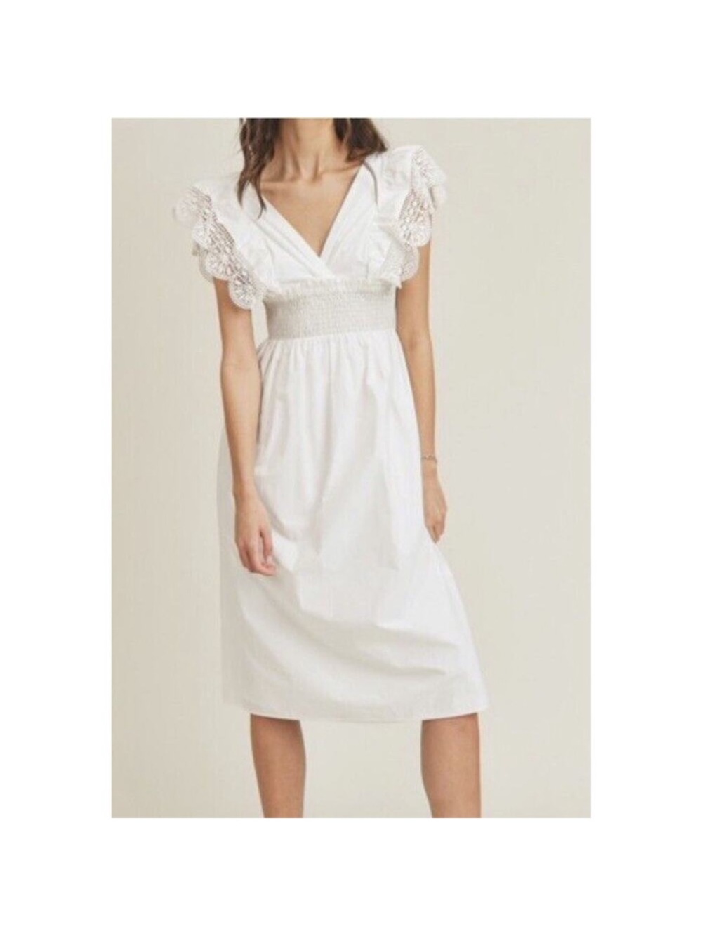 Lush size small Elegant White Dress with Lace Details